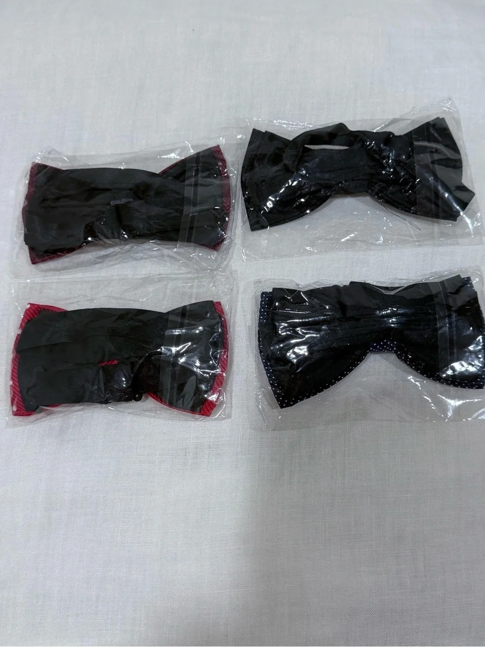 Kids Polka Dot & Solid Bow Tie Set - Burgundy, Black, Red, Navy